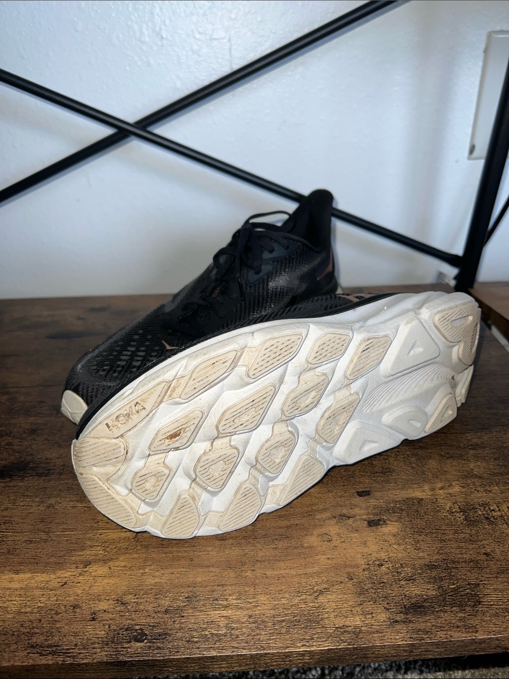 Hoka Clifton 9 Women’s Black with Rose Accent Running Shoes - Picture 4 of 4